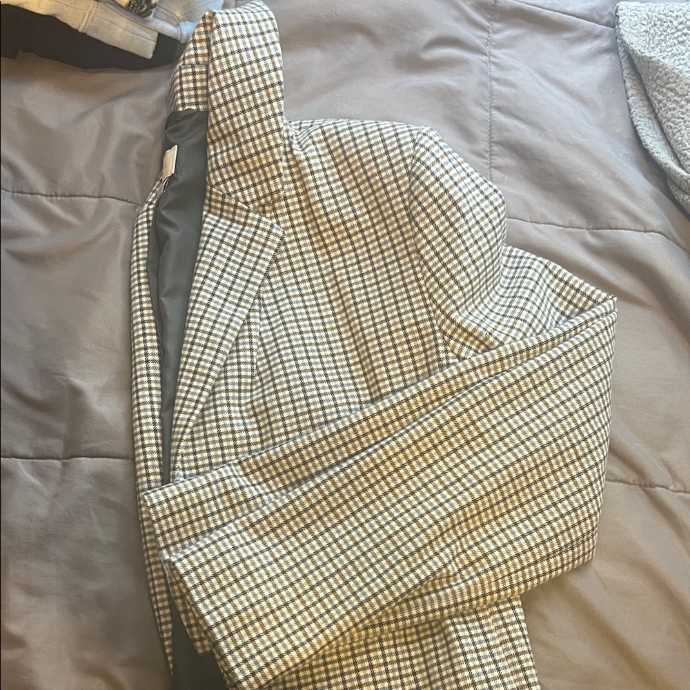 a new day Women's Checkered Blazer - Black and White